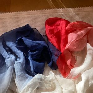 Vintage Made in Japan Silk Red White and Blue Scarf